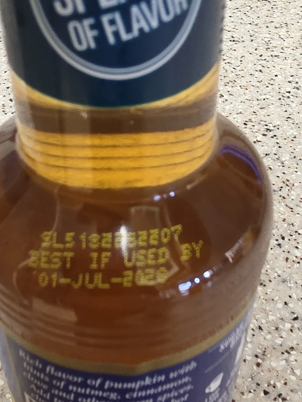 Sugar Free Pumpkin Spice Syrup - Blue & Yellow Bottle